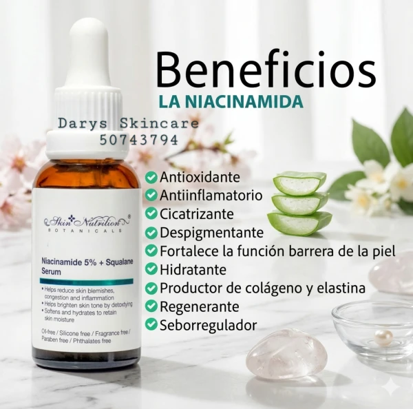 Serum Facial de Niacinamida al 5% y Escualano's foto | Darys Skincare |  BizneCubano
